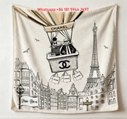 Chanel Flannel Throw Blanket Hot Air Balloon Paris Art Print IMG_7345